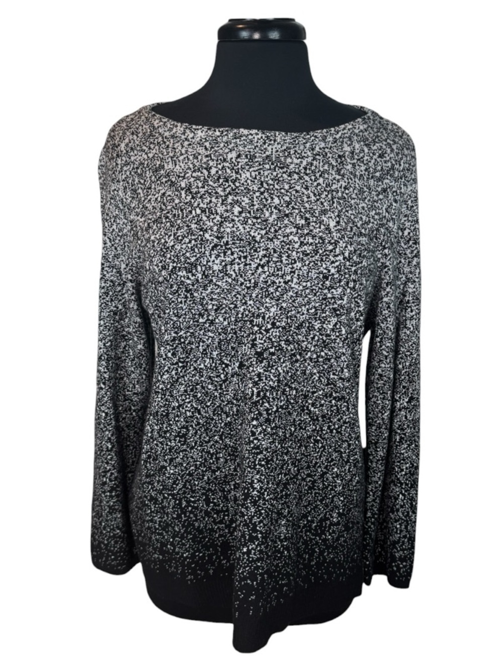 Chico’s Black White Ombre Gradient Sweater Size 2/US Size Large NWOT
